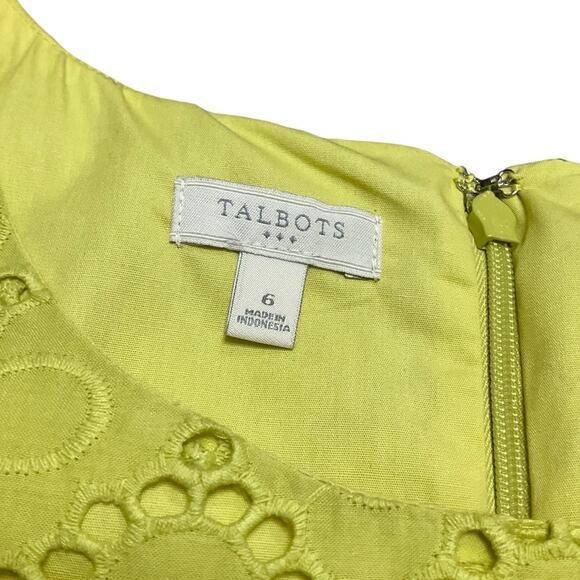 Talbots Women's Midi Dress Eyelet lined Scalloped Hem Green Sheath Size 6 NEW - Picture 7 of 10